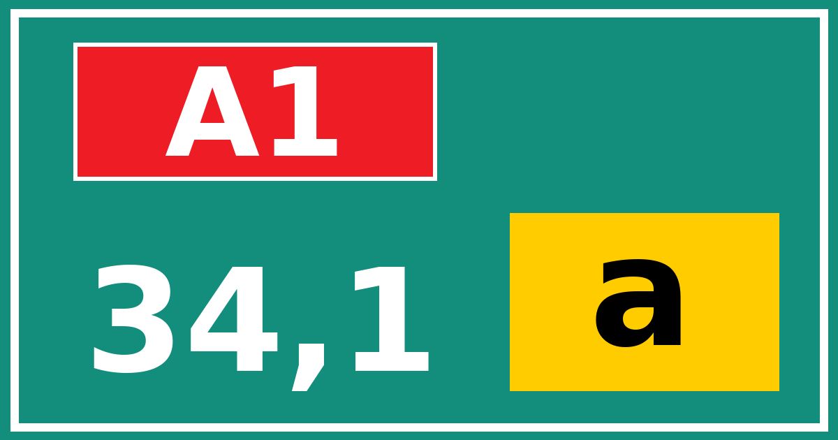 Hectometerbord A1 34,1 letter a