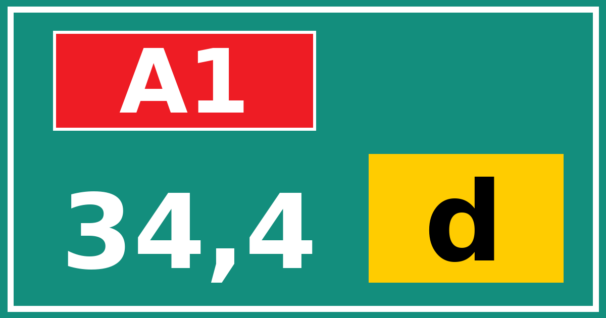 Hectometerbord A1 34,4 letter d