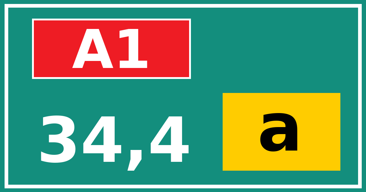 Hectometerbord A1 34,4 letter a