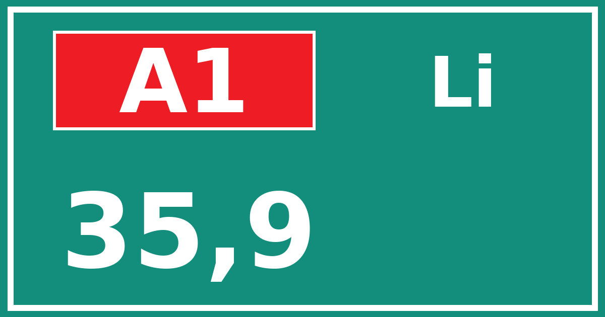 Hectometerbord A1 35,9 zijde Li