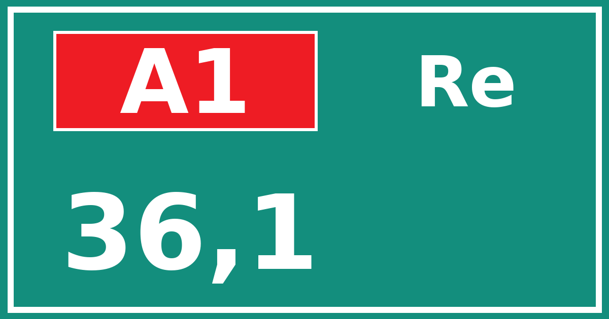Hectometerbord A1 36,1 zijde Re