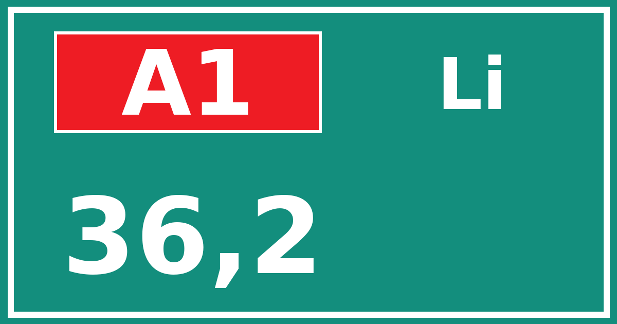 Hectometerbord A1 36,2 zijde Li