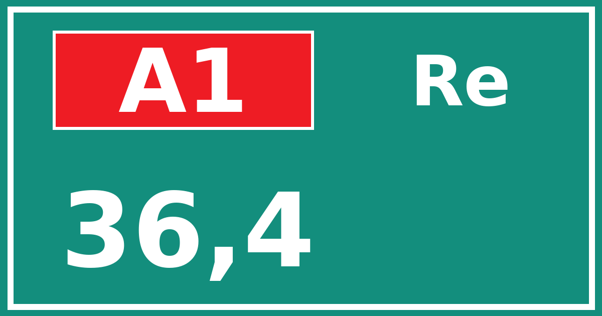 Hectometerbord A1 36,4 zijde Re