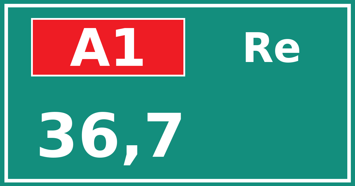 Hectometerbord A1 36,7 zijde Re