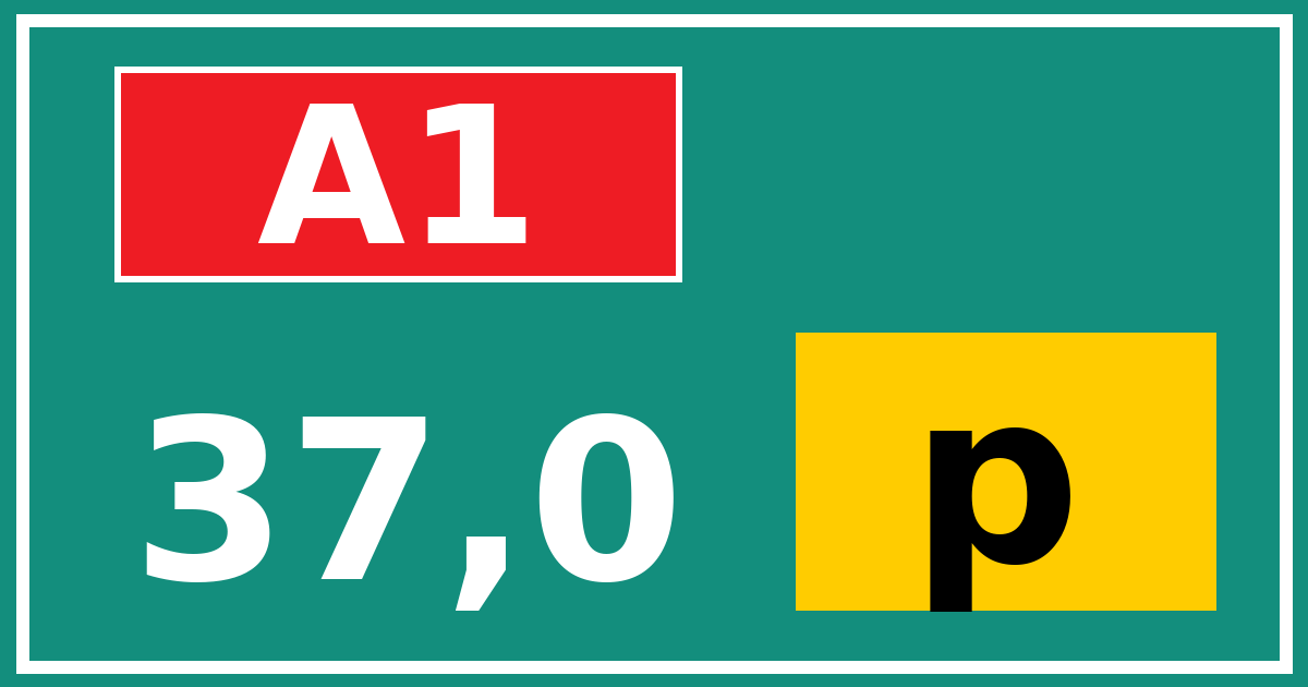 Hectometerbord A1 37,0 letter p