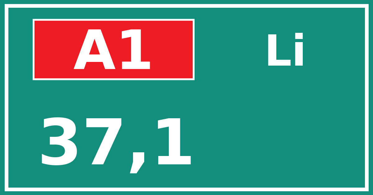 Hectometerbord A1 37,1 zijde Li