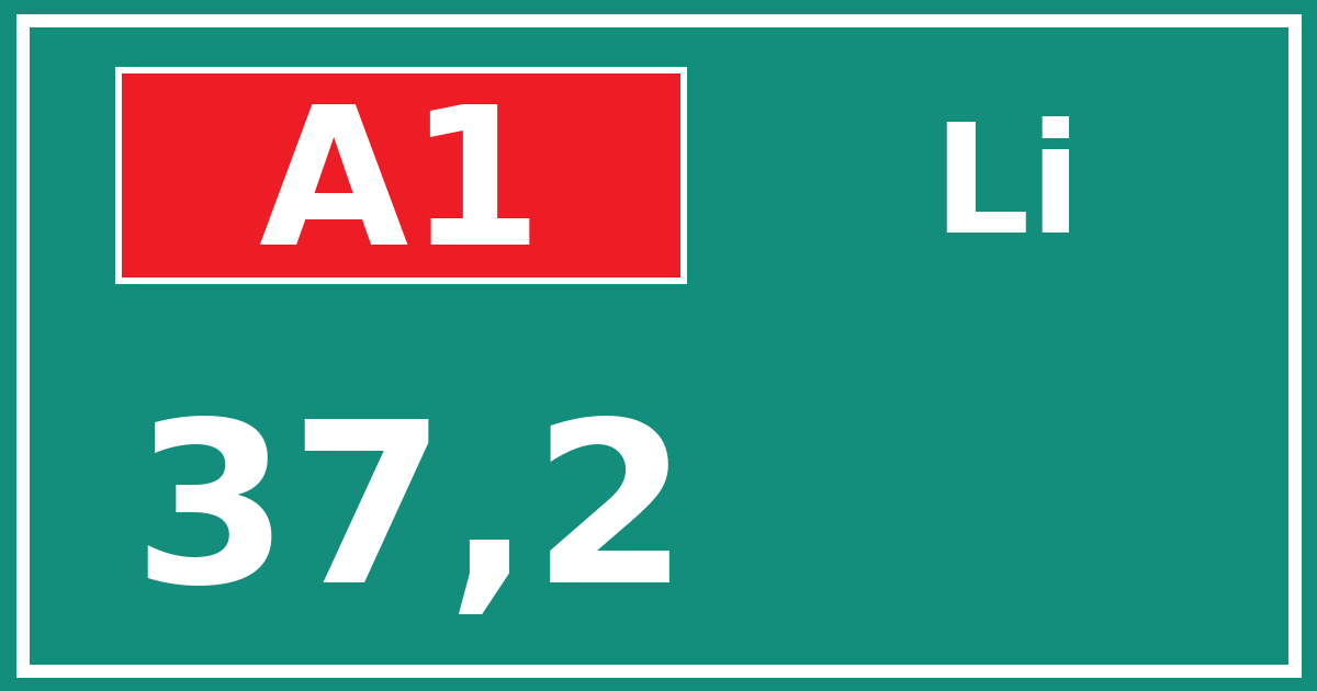Hectometerbord A1 37,2 zijde Li