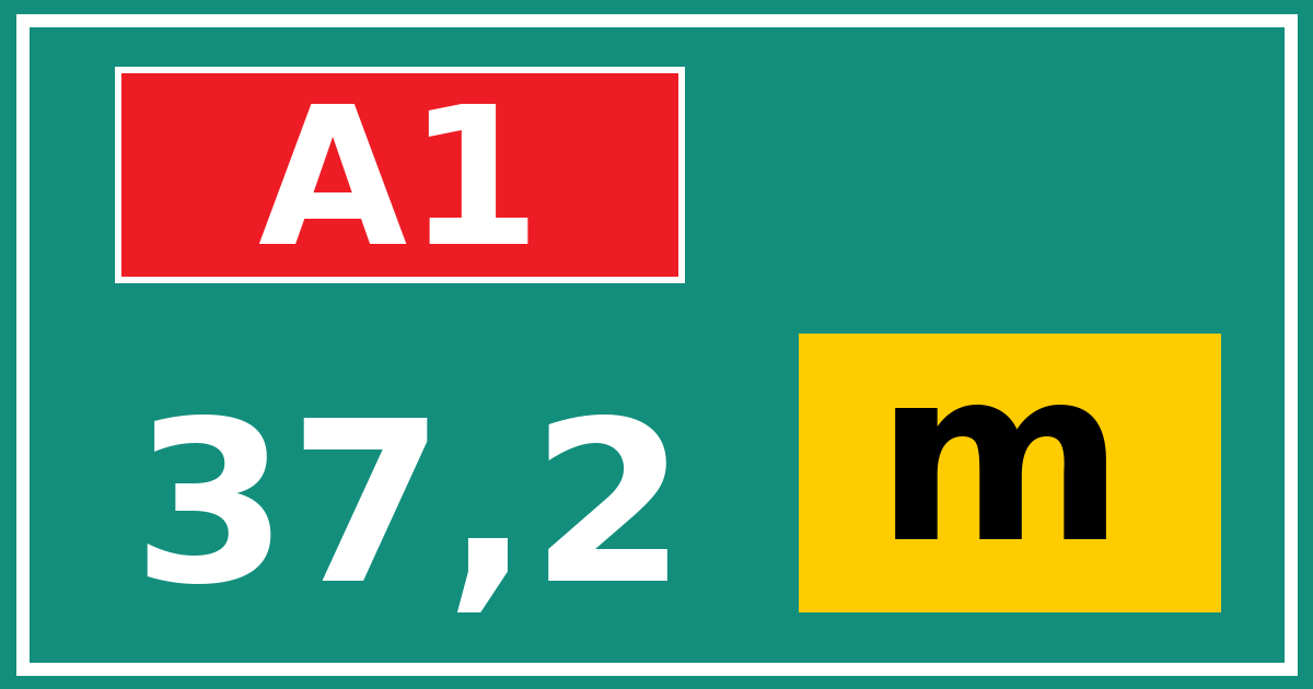 Hectometerbord A1 37,2 letter m