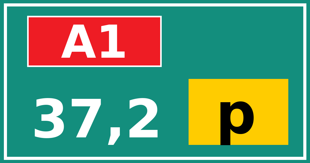 Hectometerbord A1 37,2 letter p
