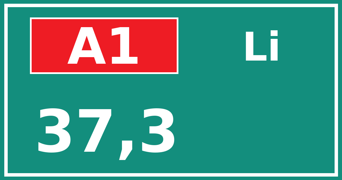 Hectometerbord A1 37,3 zijde Li