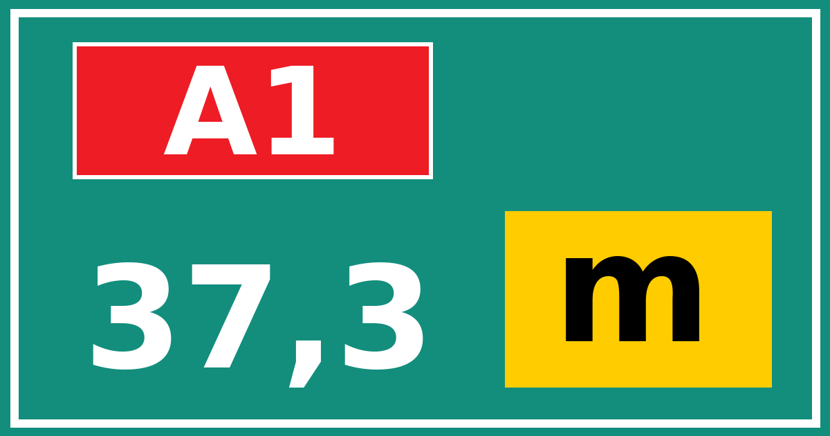 Hectometerbord A1 37,3 letter m