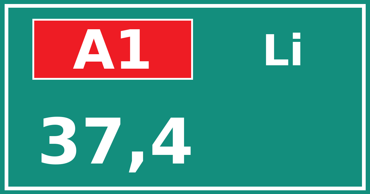 Hectometerbord A1 37,4 zijde Li