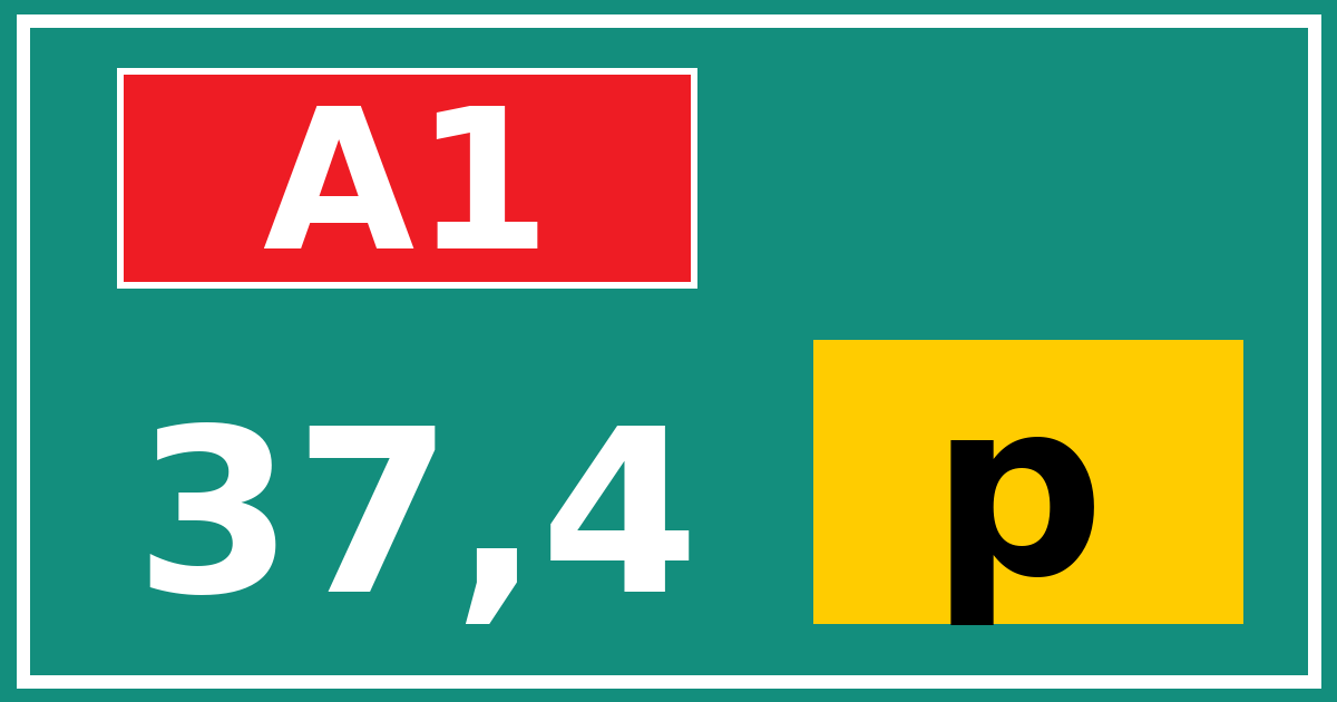 Hectometerbord A1 37,4 letter p
