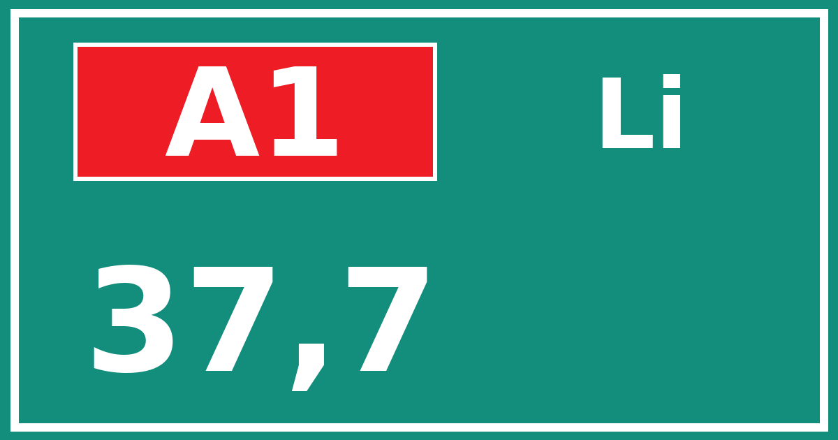 Hectometerbord A1 37,7 zijde Li