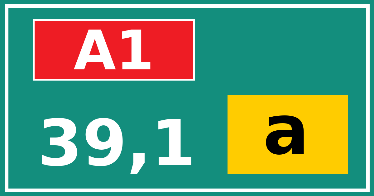 Hectometerbord A1 39,1 letter a