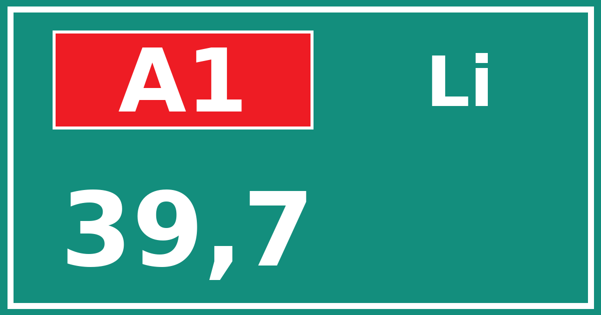 Hectometerbord A1 39,7 zijde Li