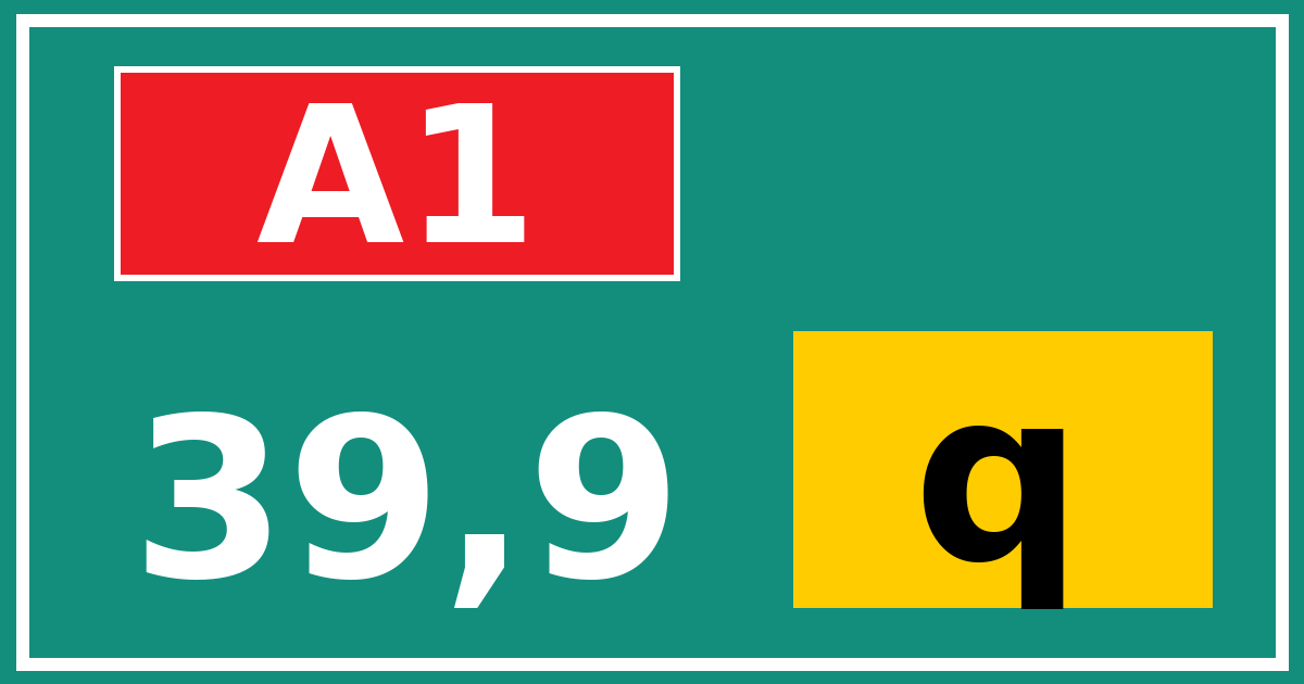 Hectometerbord A1 39,9 letter q