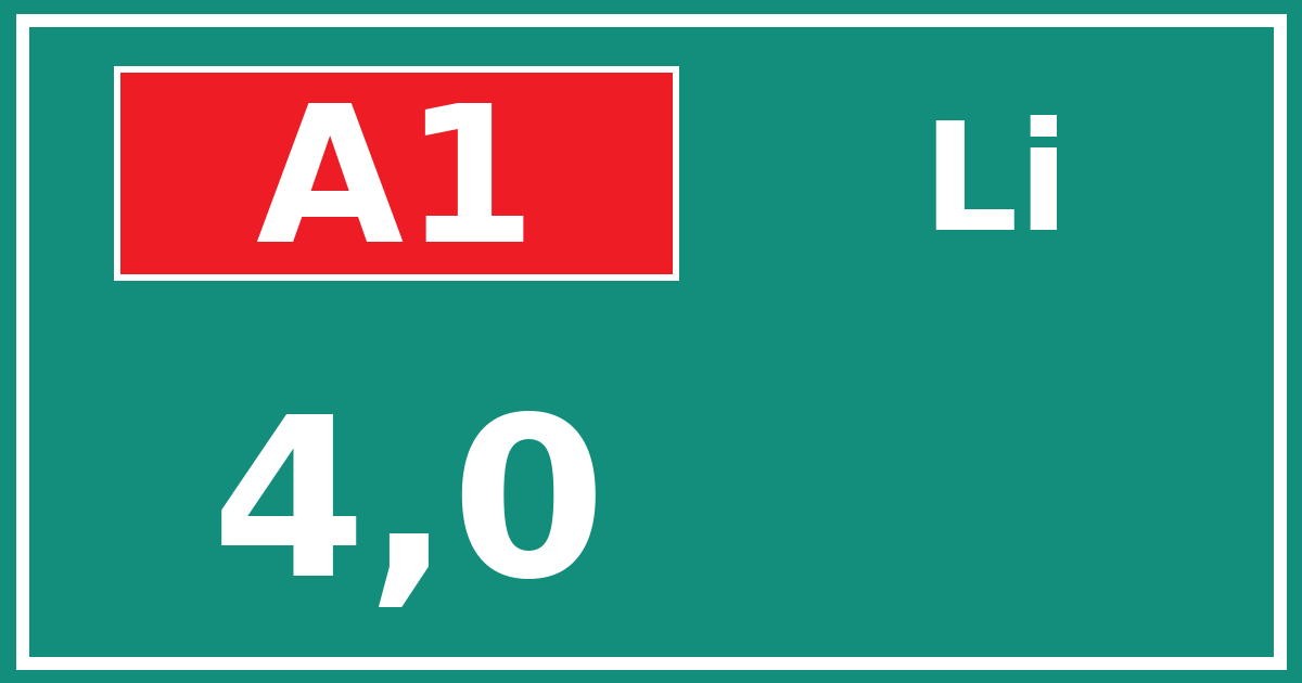 Hectometerbord A1 4,0 zijde Li