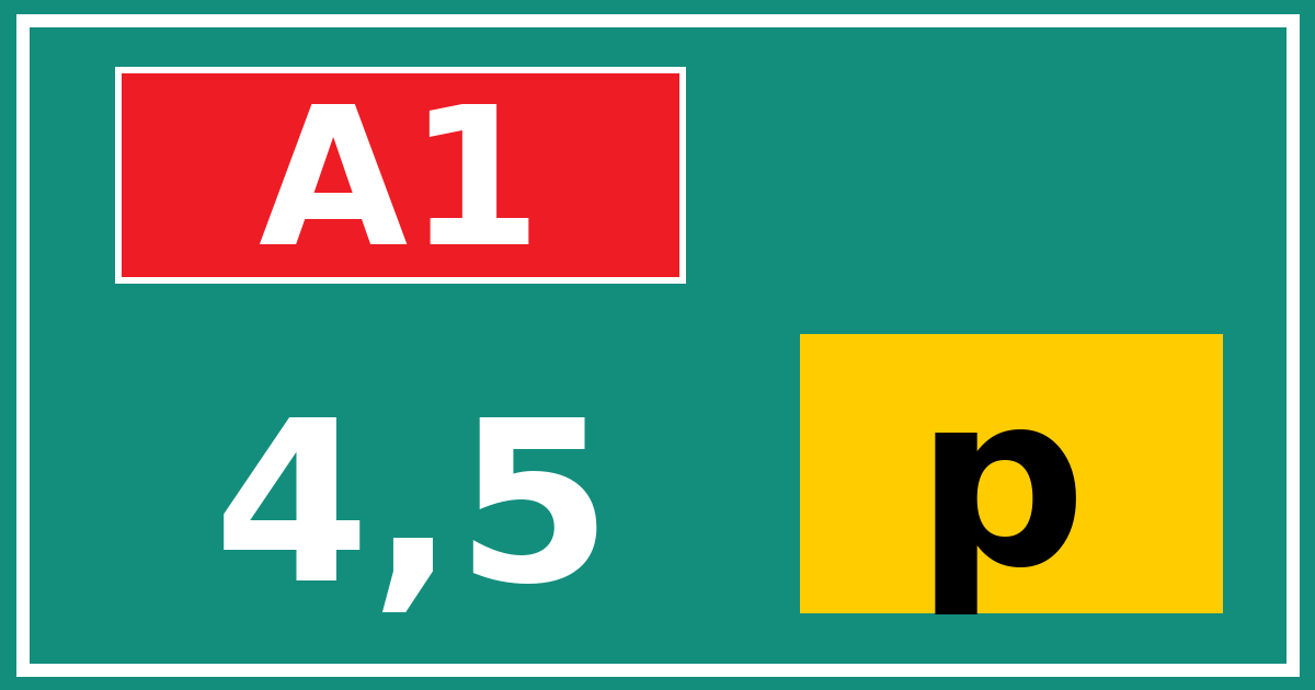 Hectometerbord A1 4,5 letter p