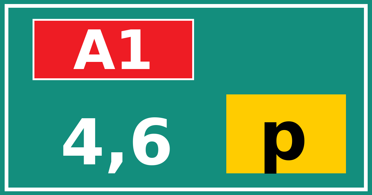 Hectometerbord A1 4,6 letter p