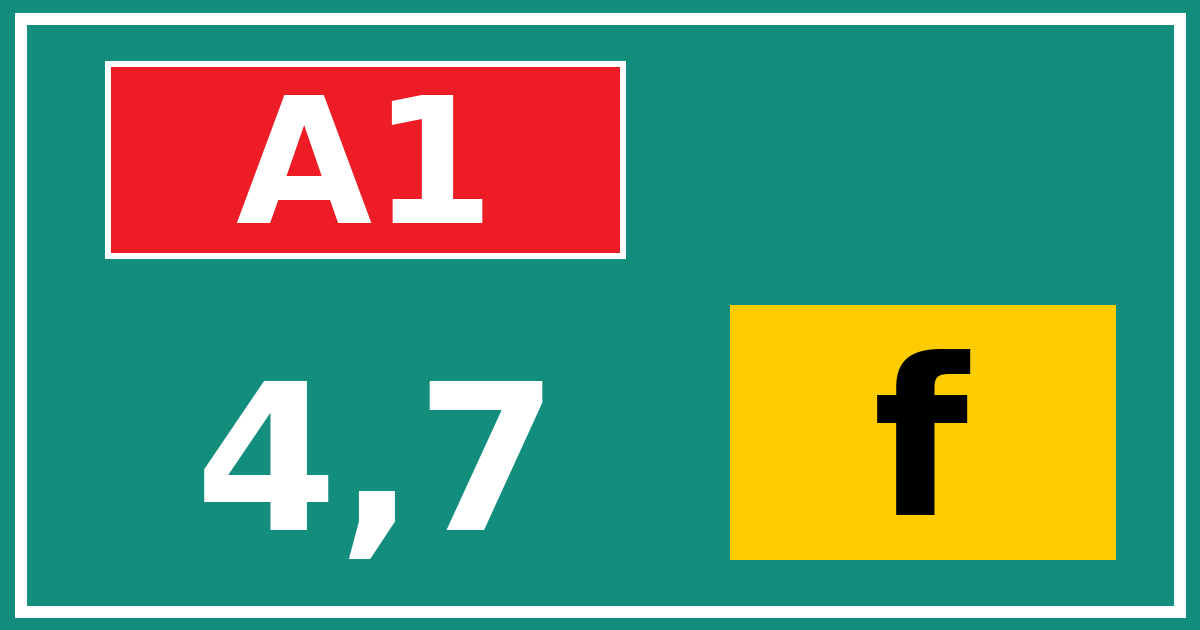 Hectometerbord A1 4,7 letter f