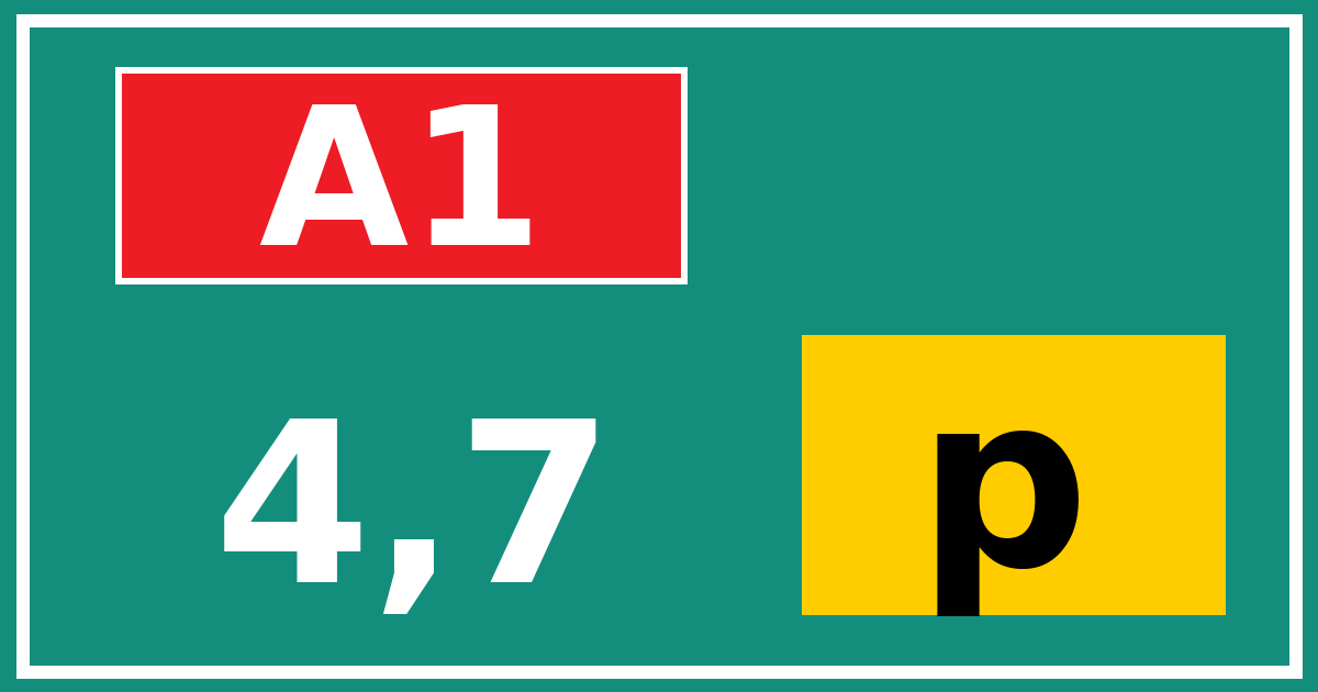 Hectometerbord A1 4,7 letter p