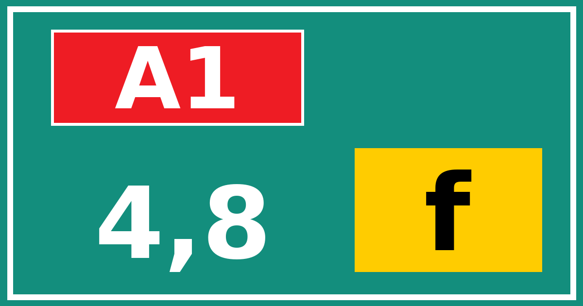 Hectometerbord A1 4,8 letter f