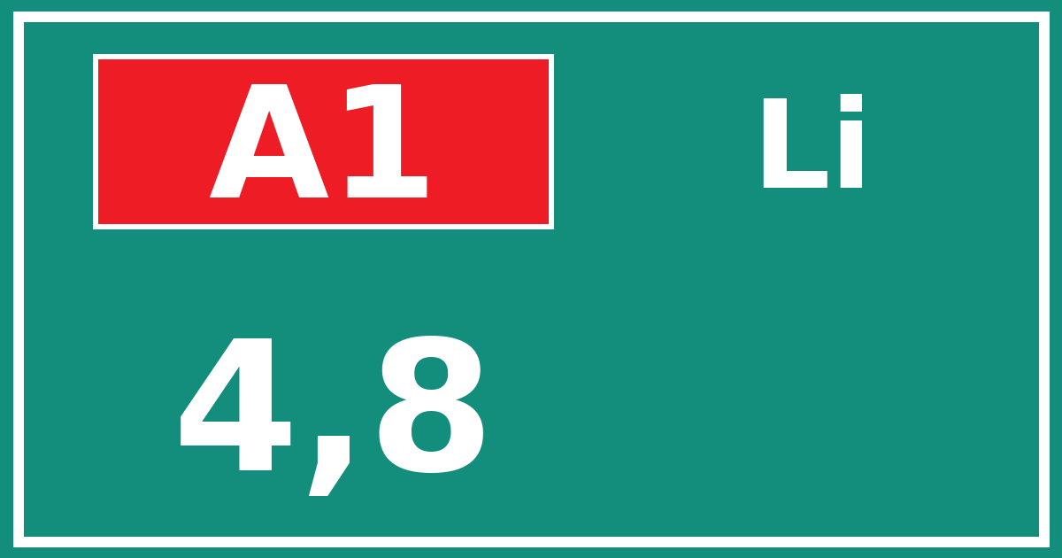 Hectometerbord A1 4,8 zijde Li