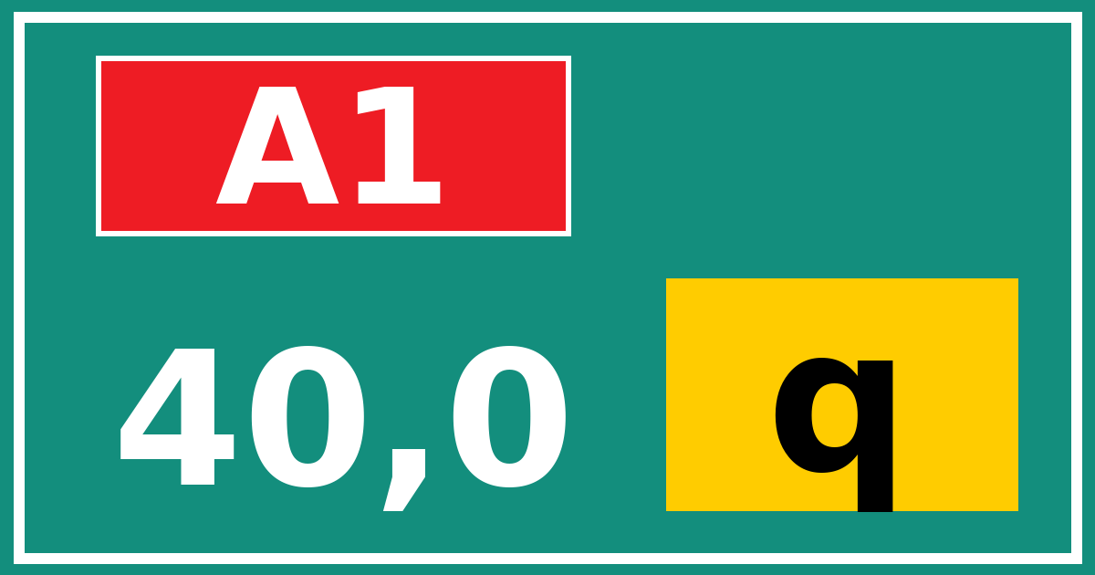 Hectometerbord A1 40,0 letter q