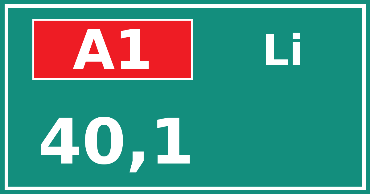 Hectometerbord A1 40,1 zijde Li