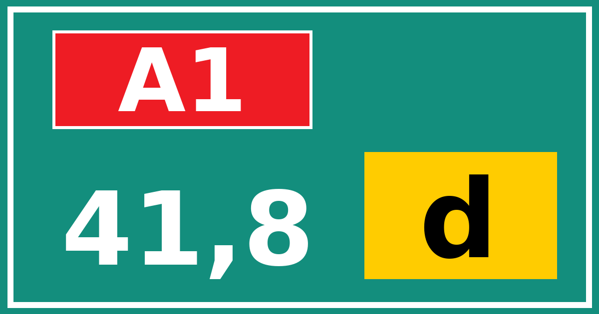 Hectometerbord A1 41,8 letter d