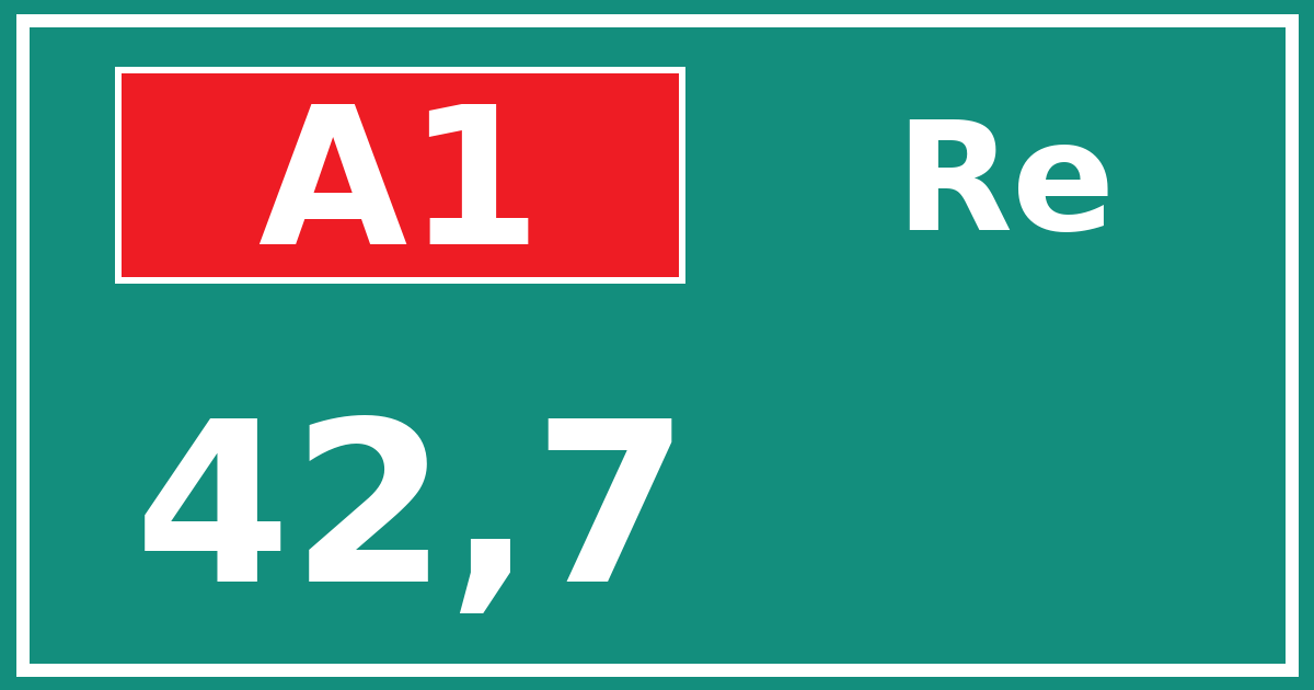 Hectometerbord A1 42,7 zijde Re