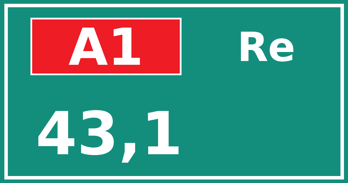 Hectometerbord A1 43,1 zijde Re