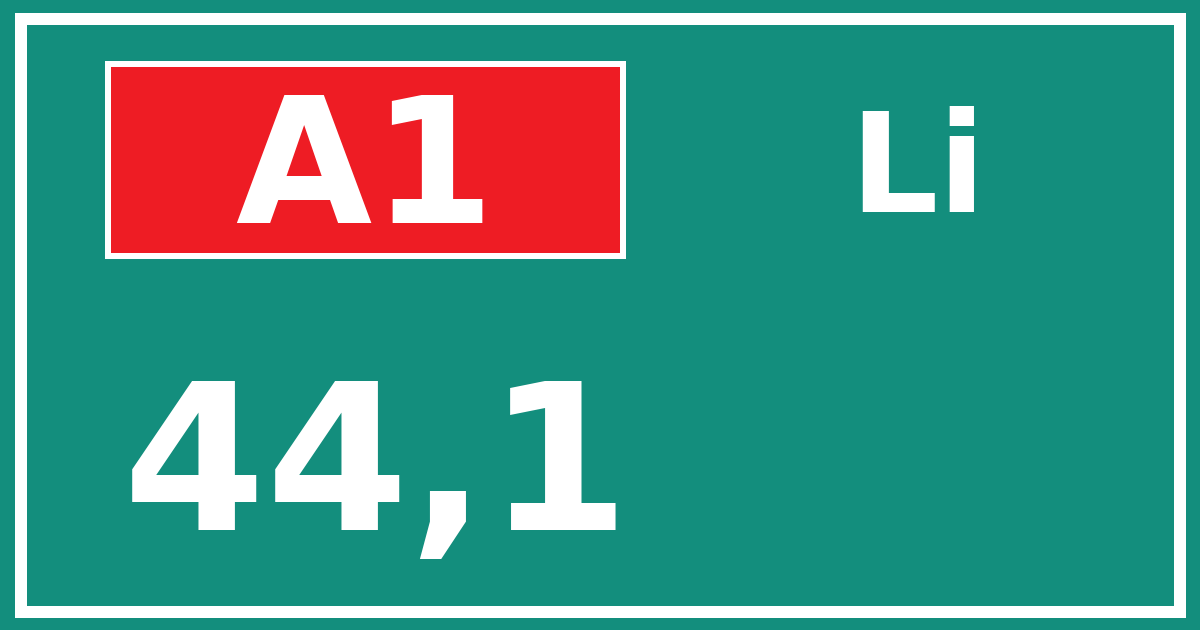 Hectometerbord A1 44,1 zijde Li