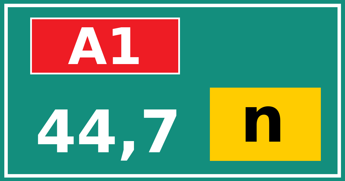 Hectometerbord A1 44,7 letter n