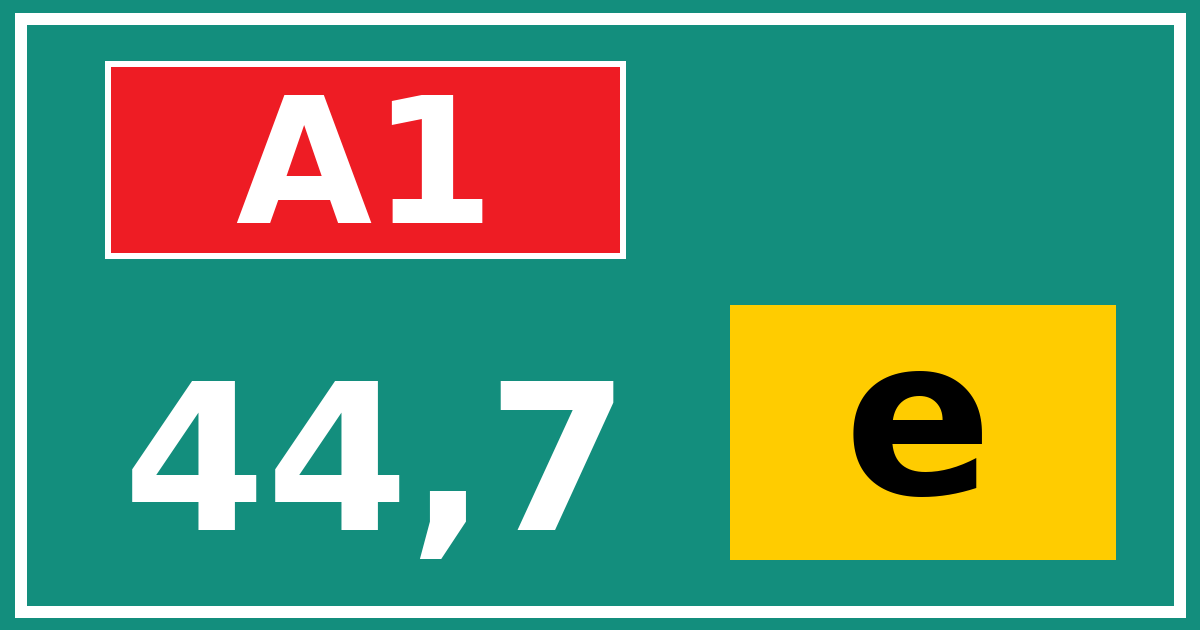 Hectometerbord A1 44,7 letter e
