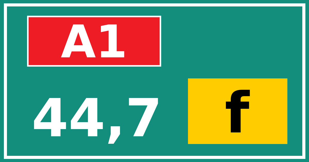 Hectometerbord A1 44,7 letter f