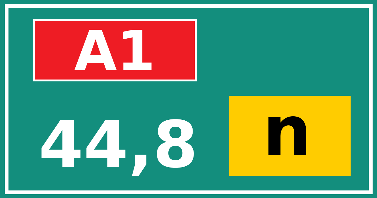 Hectometerbord A1 44,8 letter n