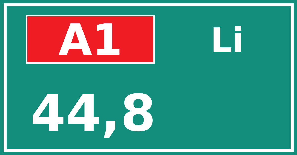 Hectometerbord A1 44,8 zijde Li