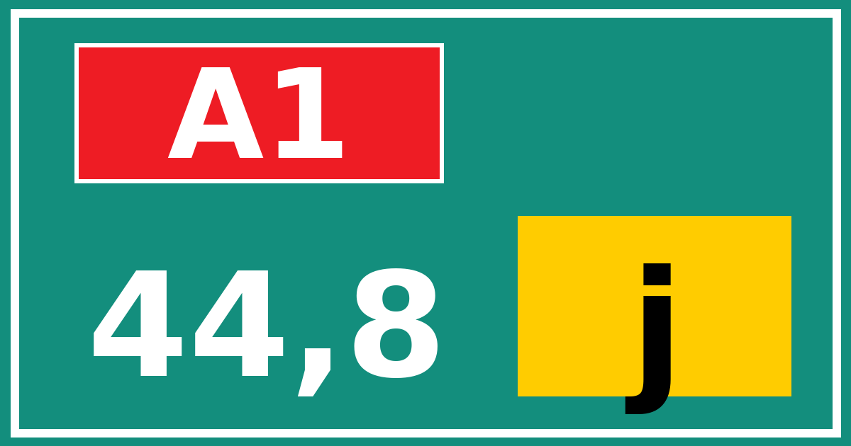 Hectometerbord A1 44,8 letter j