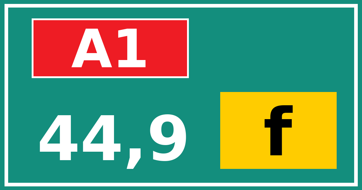 Hectometerbord A1 44,9 letter f