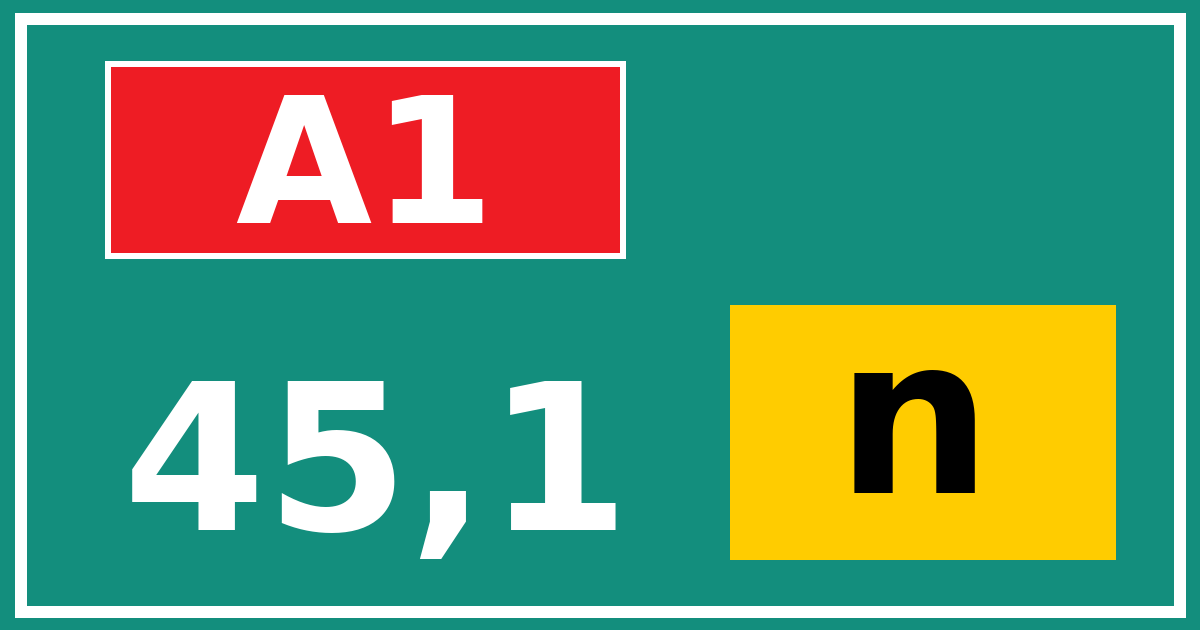 Hectometerbord A1 45,1 letter n