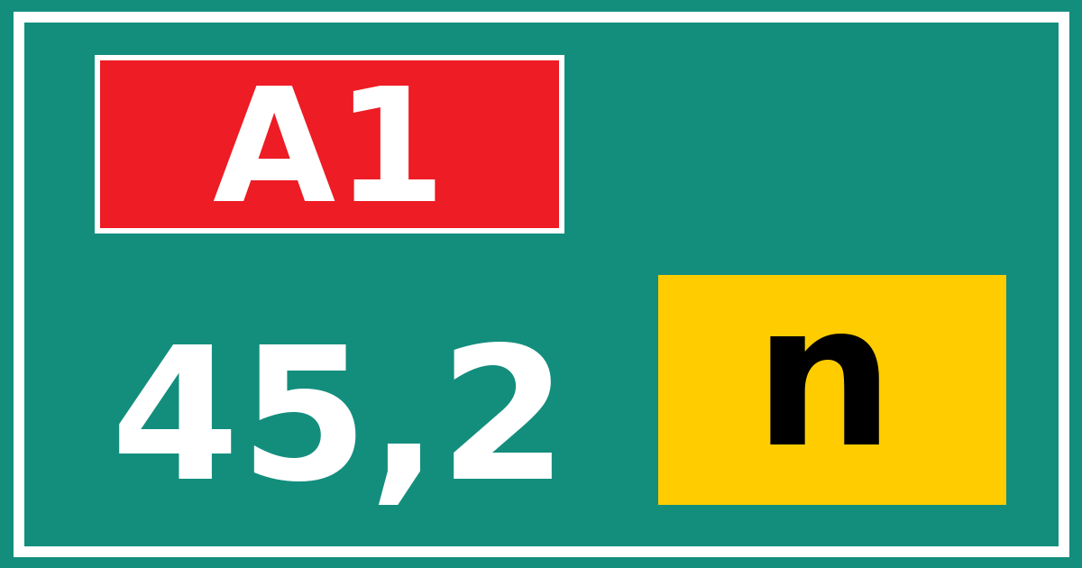 Hectometerbord A1 45,2 letter n