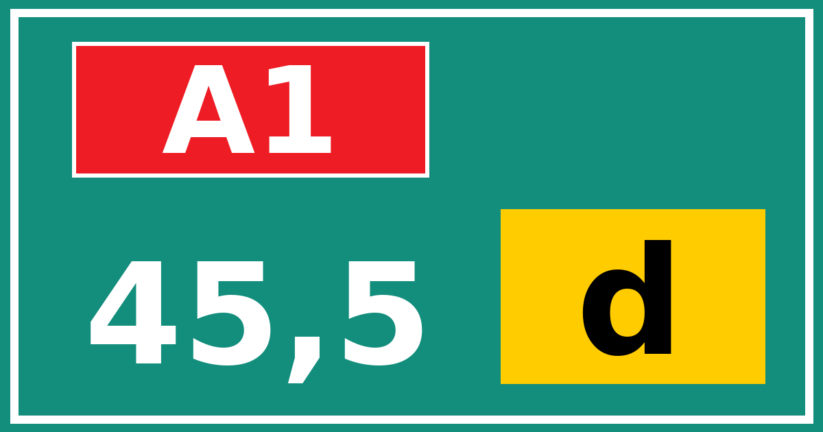 Hectometerbord A1 45,5 letter d