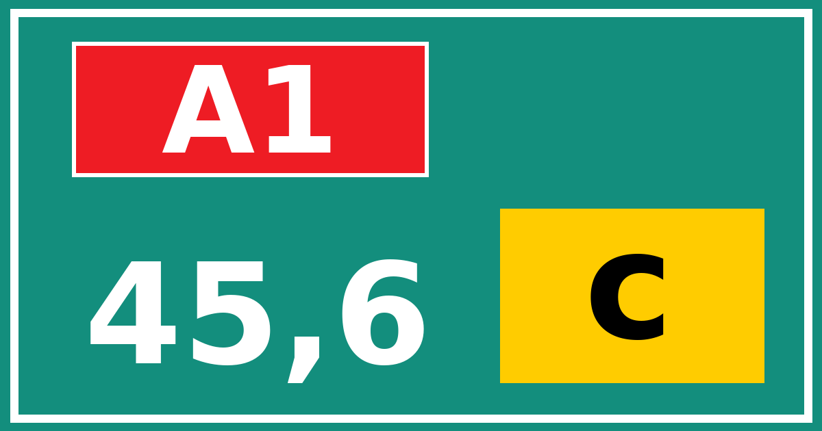 Hectometerbord A1 45,6 letter c