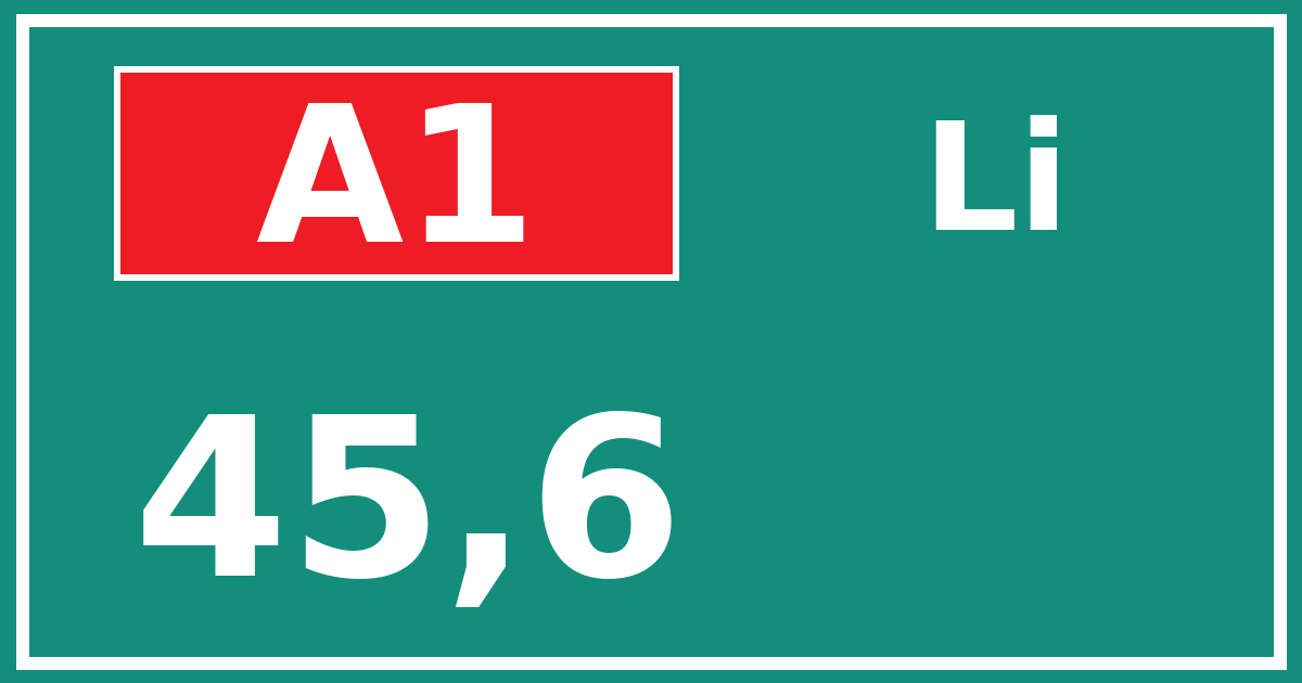 Hectometerbord A1 45,6 zijde Li