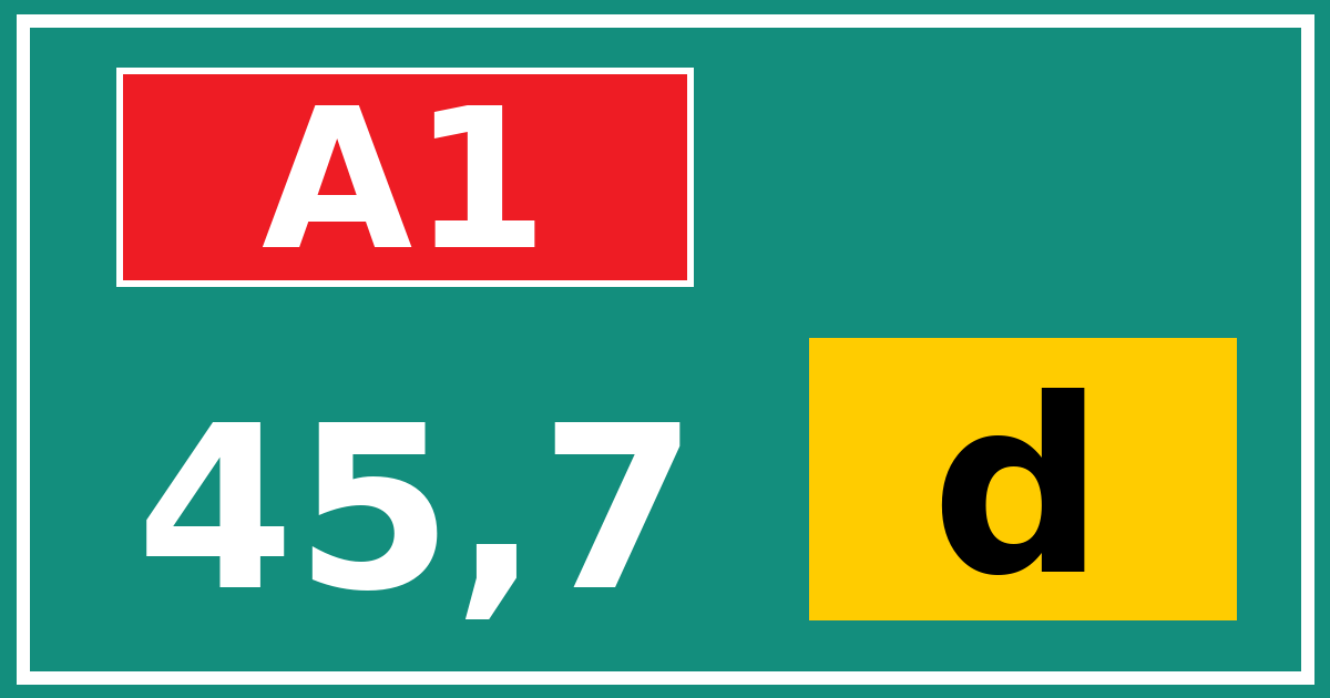 Hectometerbord A1 45,7 letter d