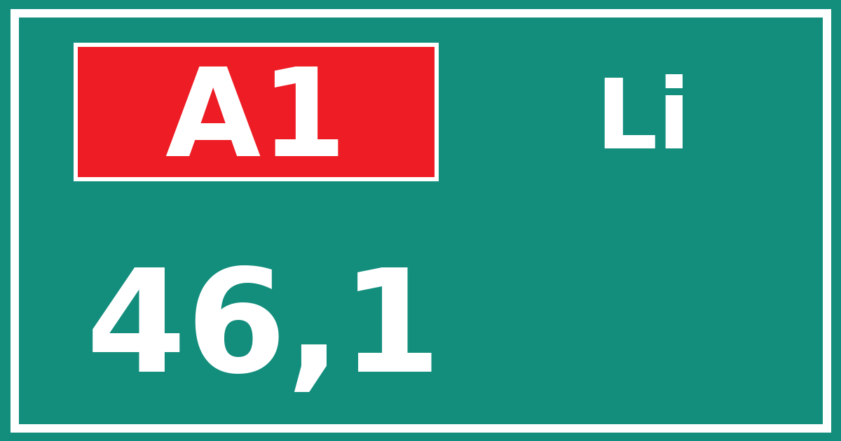 Hectometerbord A1 46,1 zijde Li