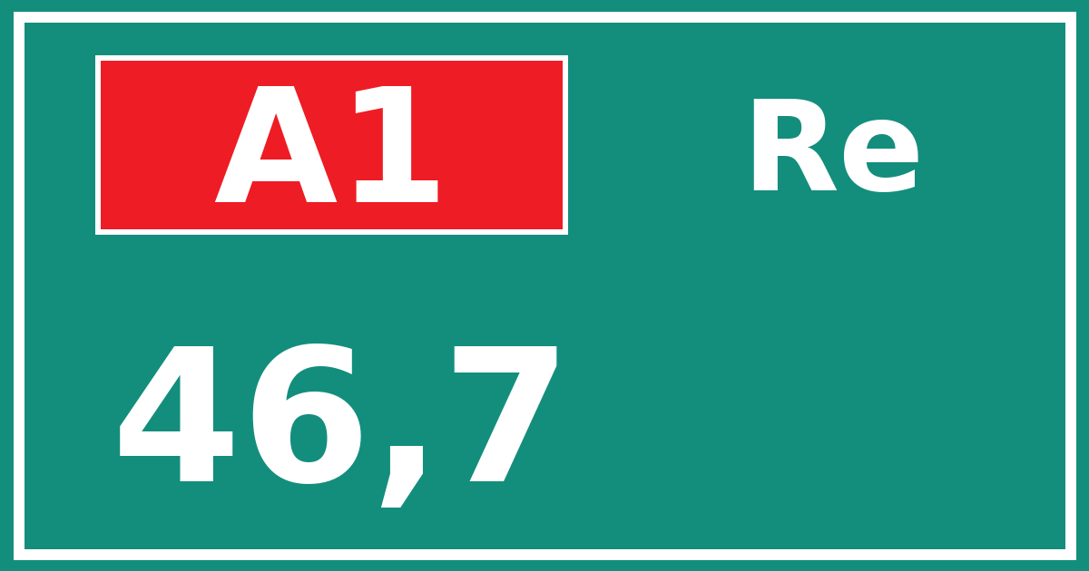 Hectometerbord A1 46,7 zijde Re