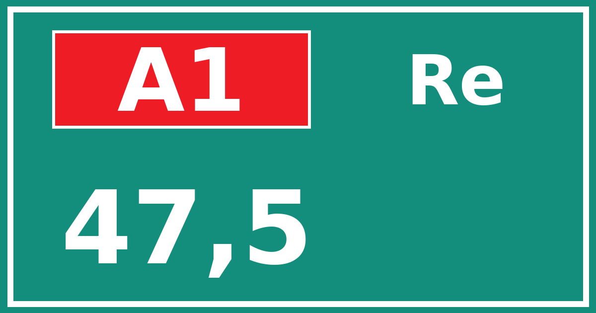 Hectometerbord A1 47,5 zijde Re